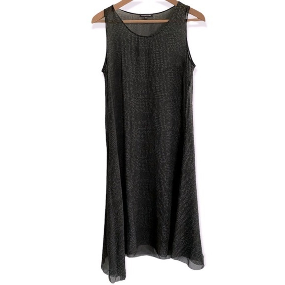 Eileen Fisher Sheer Silk Printed Asymmetrical Tunic Dress Size XSmall